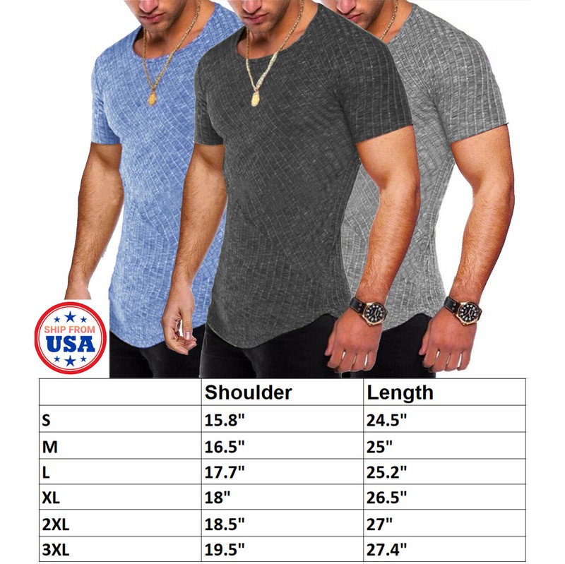 Men Casual Round Neck Top Training Muscle Fitness Active T-Shirt Slim Fit Tee gallery
