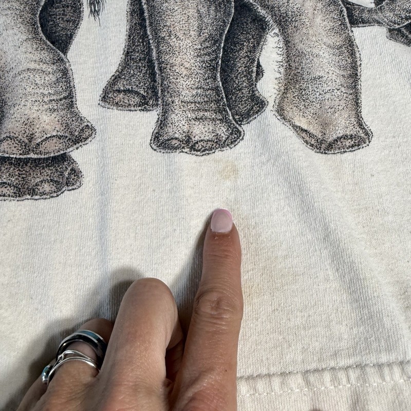 Vintage Elephant T-Shirt Cream One Size Fits Most Made in USA XL Top J Carr gallery