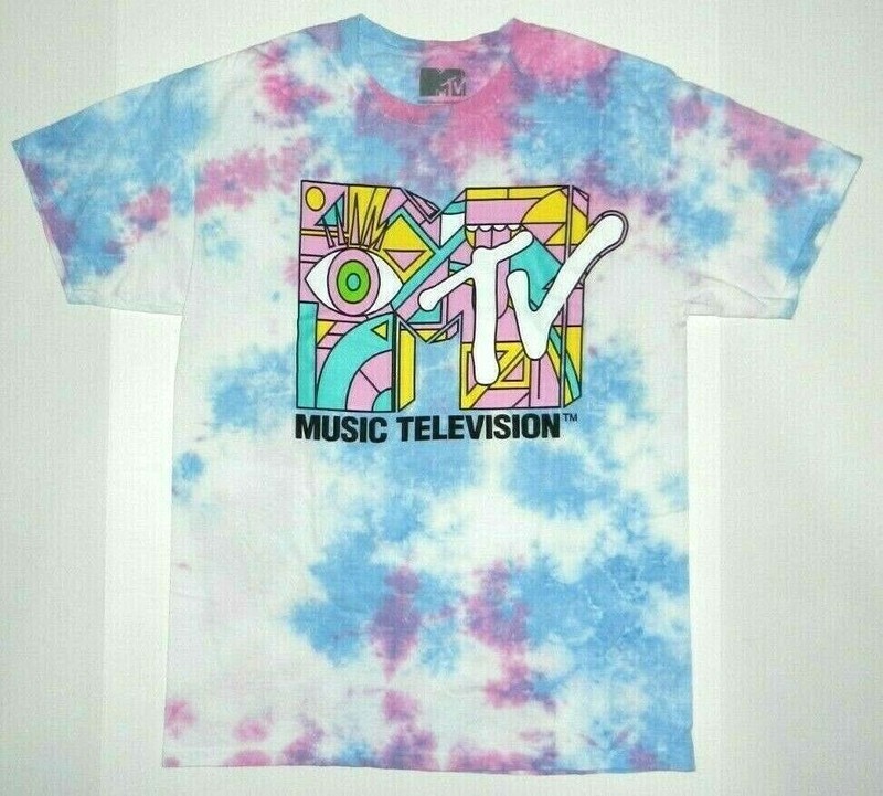 MTV Music Television 80s 90s Tie Dye Classic Logo Mtv Tee Shirt New