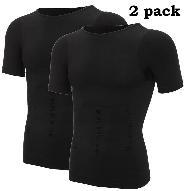 2 Pack Men Compression Slimming Body Shaper Tummy Control Vest Workout Tank Tops