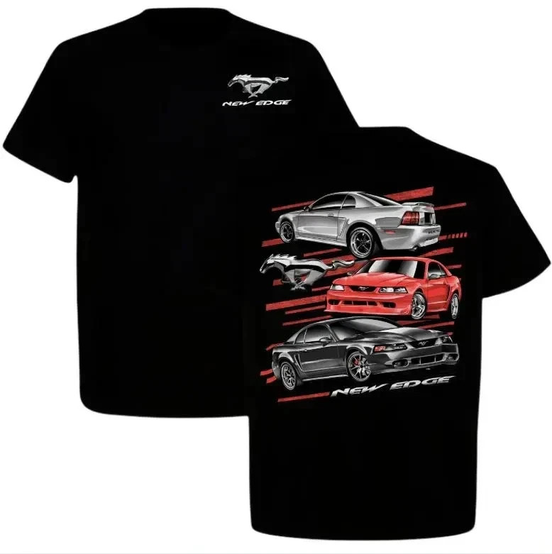 Ford Mustang New Edge Graphic T-Shirt, 1999-2004 Muscle Car Design Tee for Men