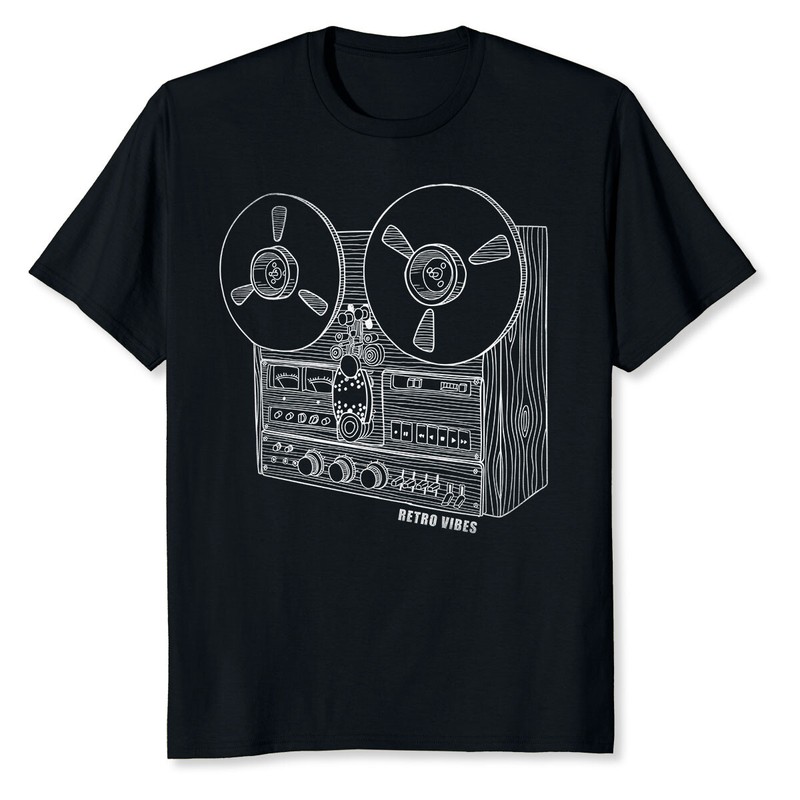 NEW LIMITED Cassette Tape Reel To Reel Analog Sound System Retro Vibes T-Shirt