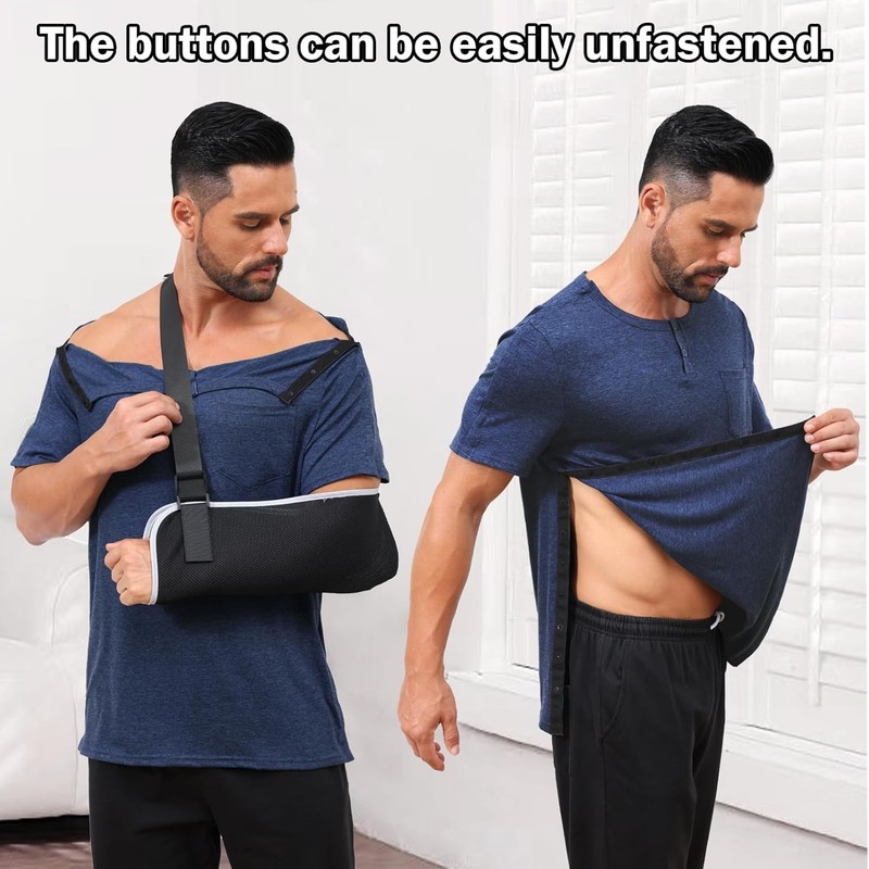 Men’s Post Shoulder Surgery Recovery Shirt Tear Away Short Sleeve Rotator Cuf... gallery