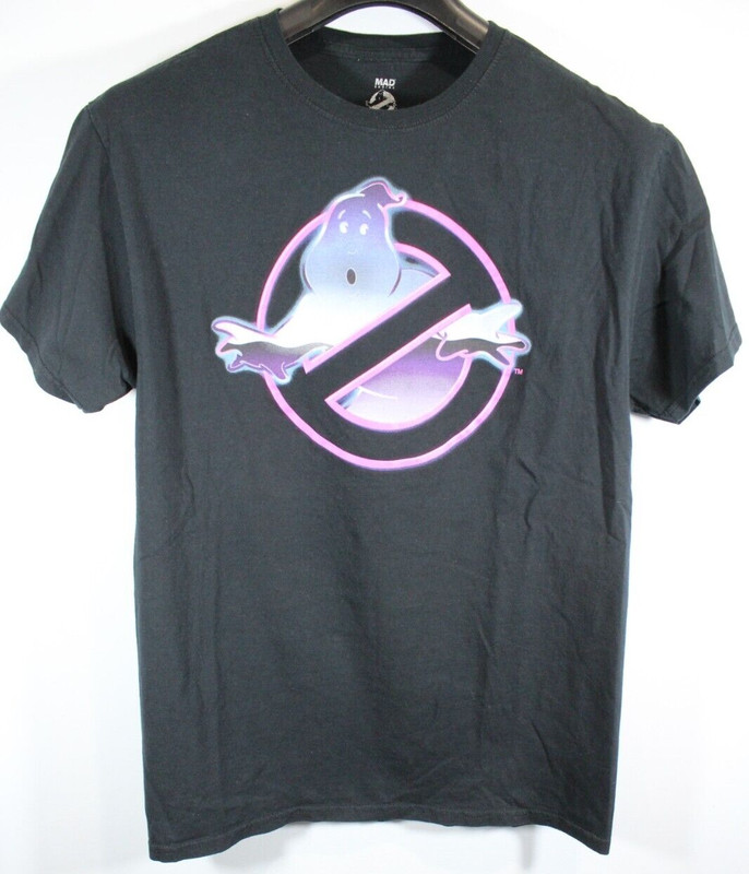 Mad Engine Ghostbusters Black Purple Pink Graphic T-Shirt Size Medium 38/40