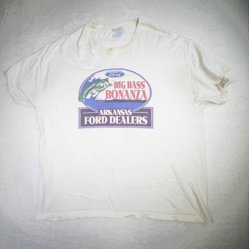 Vintage Ford Big Bass Bonanza Arkansas Ford Dealers T Shirt XL Fishing Bass gallery