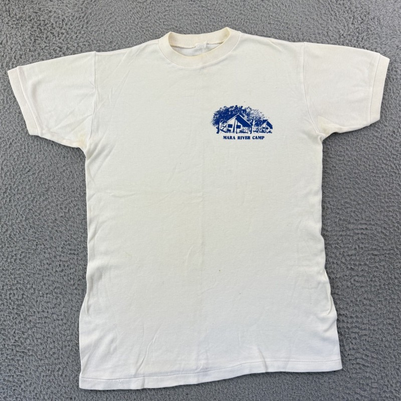 Vintage Mara River Camp Shirt Adult Meidum Kenya Short Sleeve 80s Outdoor USA