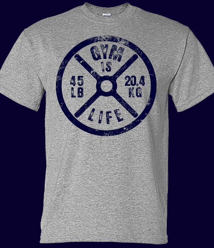 Gym is Life Steel Plate Weight Lifting Workout Training T-shirt