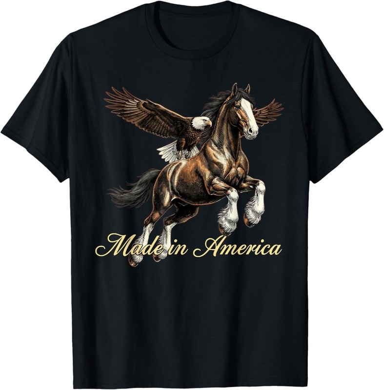 Made in America Western Horse Eagle Design T-Shirt unisex T-Shirt