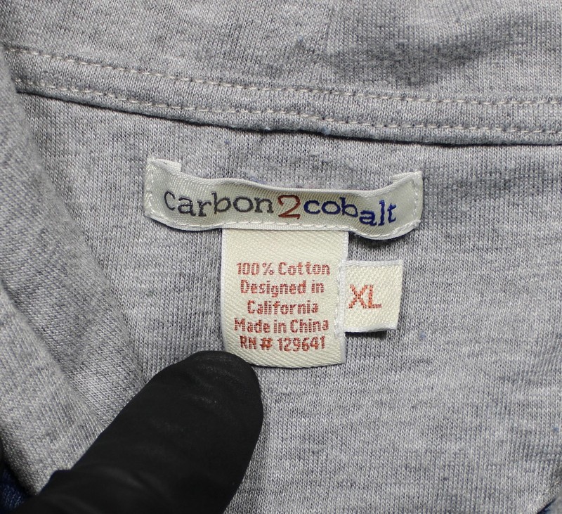 Carbon2Cobalt Hoodie Shirt Mens XL Blue Stripe Long Sleeve Henley Cotton Knit gallery