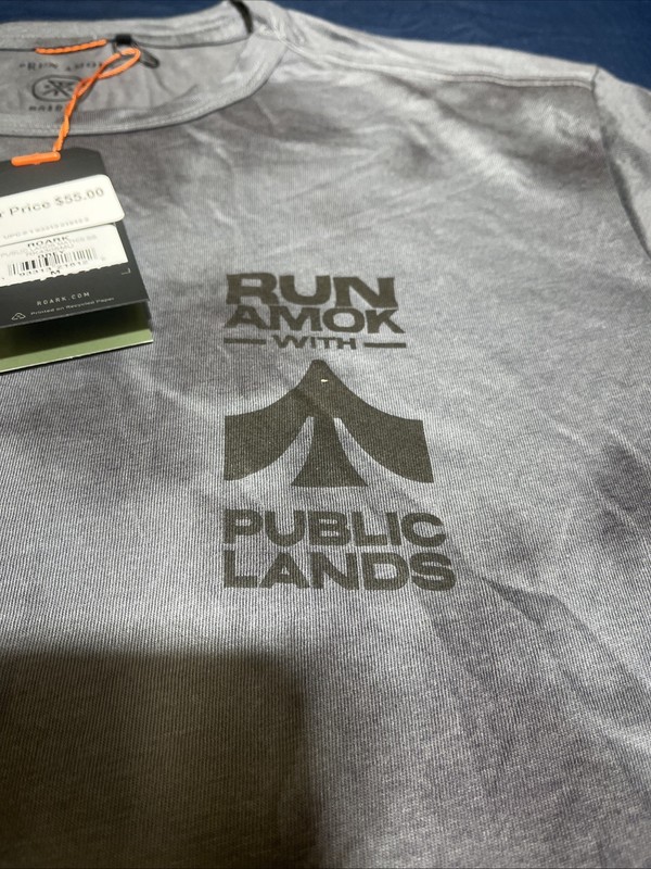 Roark Run Amok X Public Lands - Mathis Core T-Shirt, Grey - Medium MSRP $49 gallery
