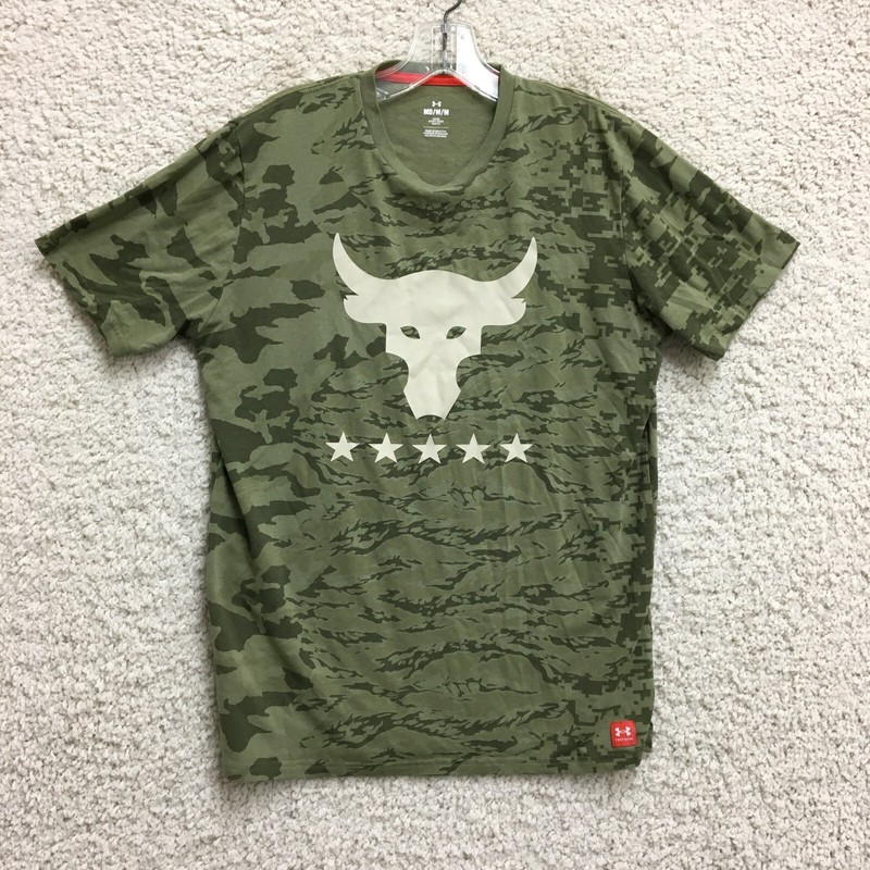 Under Armour Shirt Medium Adult Green Project Rock Loose Camo Crewneck Mens M