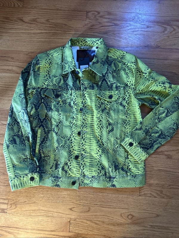 Young Nation Snake Skin Jean Jacket Size XL Denim Jacket Animal Print