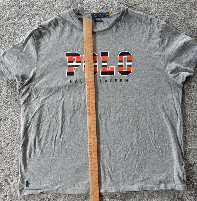 Polo Ralph Lauren T-Shirt Mens XL Heather Gray Classic Fit Striped Logo Graphic gallery
