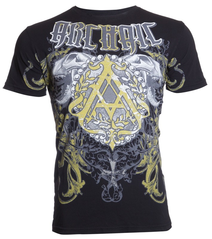 ARCHAIC by AFFLICTION Black CELLAR WINGS Short Sleeve Slim Fit Y2K T-shirt NWT gallery