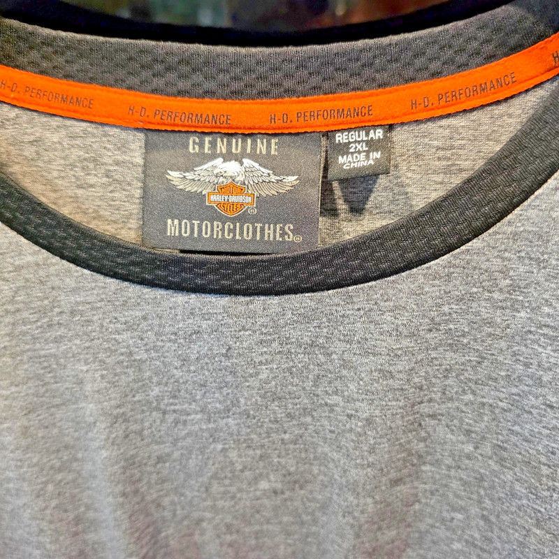 NEW - Harley Davidson -gray & blk short sleeve stretch pullover shirt - size 2XL gallery
