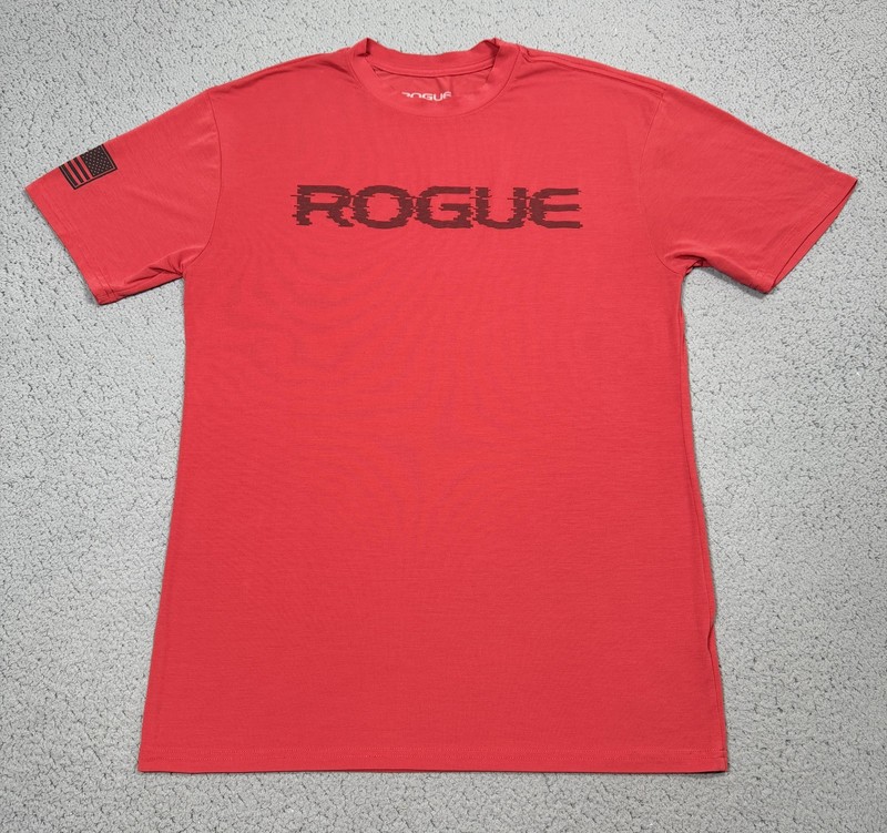 Rogue Shirt Mens Medium Red USA Flag Graphic Athletic Gym Stretch Tee Tagless