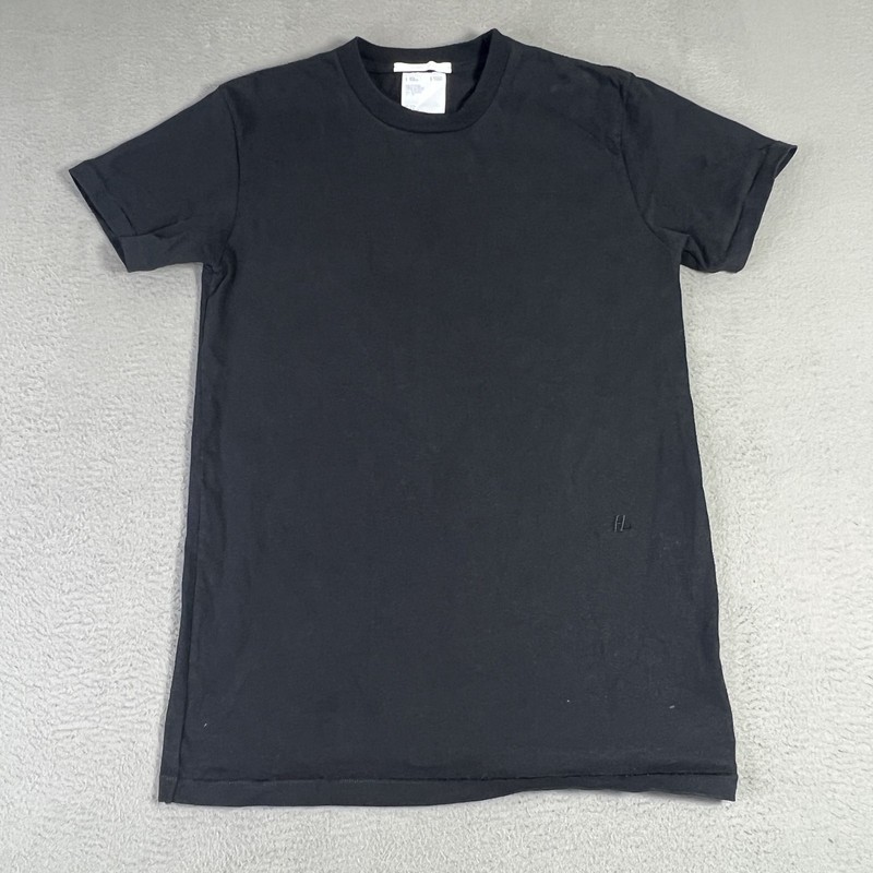 Helmut Lang Shirt Mens Small Black Embroidered HL Logo Crewneck Tee Portugal
