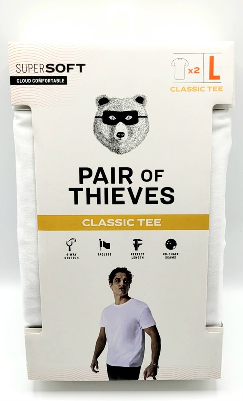 Pair of Thieves Men’s Classic tee Crewneck Tees 2pk White Large New in Package