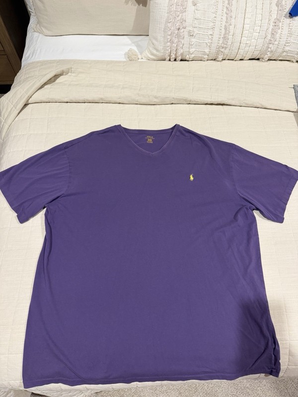 Polo Ralph Lauren Purple V-Neck T-Shirt 2XLT Big & Tall Cotton Logo Pony
