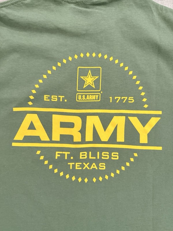 “United States Army Ft Bliss, TX 1775” Double Sided Green T Shirt - Sz XXL - NWT gallery