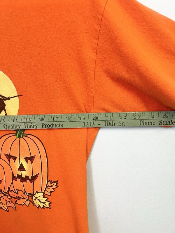 Vintage 90s Halloween Fright Night T Shirt Witch Spooky Jack O Lantern Large gallery