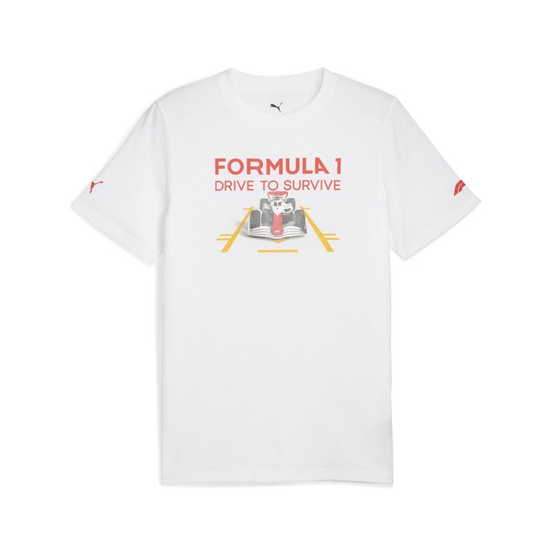 PUMA F1 Dts Graphic Race Crew Neck Short Sleeve T-Shirt Mens White Casual Tops 6