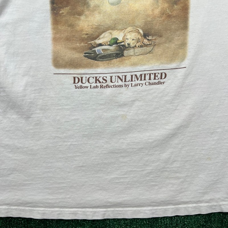 VTG Marathon Apparel T-Shirt Mens XL White Yellow Lab Cotton Ducks Unlimited 90s gallery