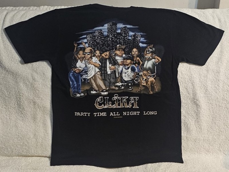 CLIKA HOMIES PARTY ALL NIGHT LONG HOMEBOYS DOG GANGSTER MUSIC CITY T-SHIRT