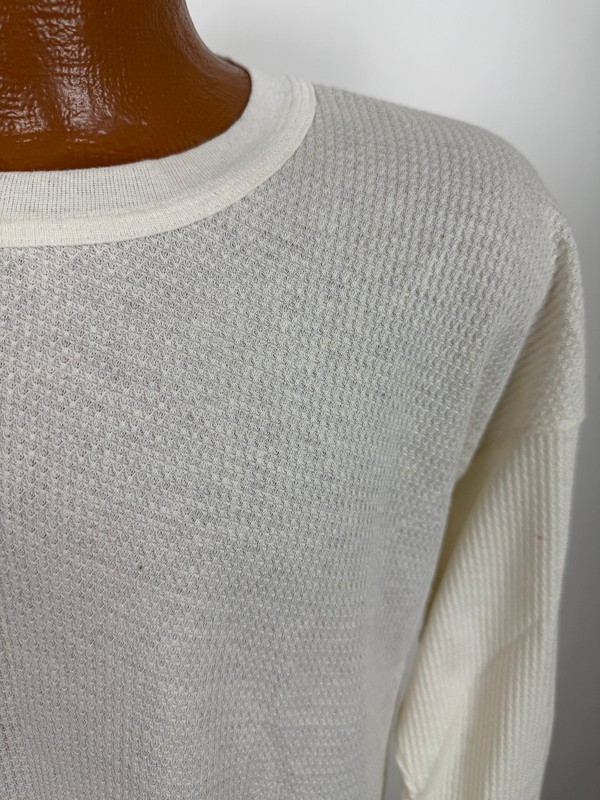 Vintage 80s Waffle-Knit Thermal Shirt Men XXXL Natural Ivory Stretch Outdoor USA gallery