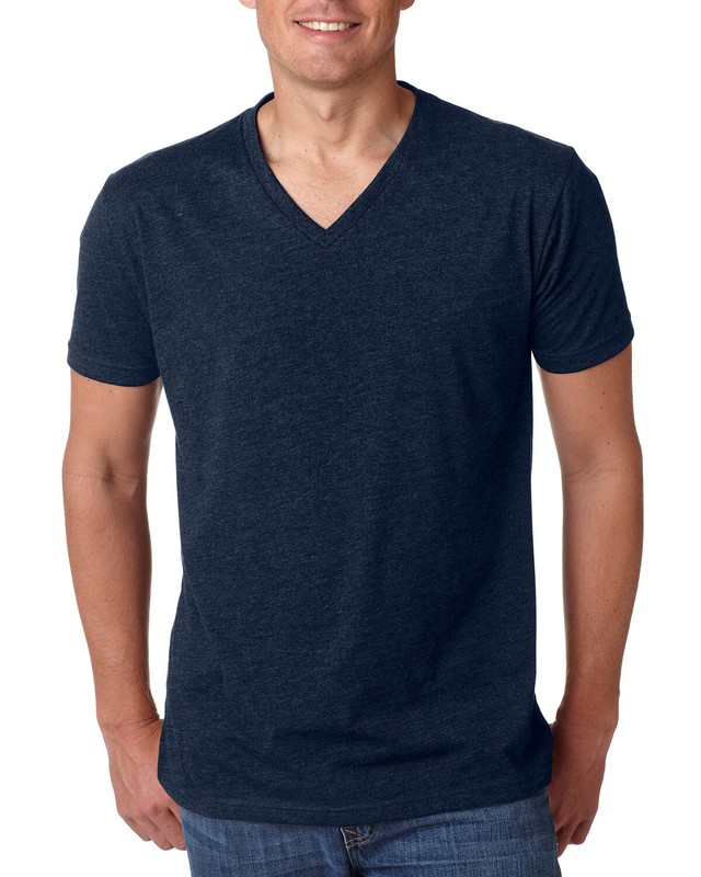 Next Level Apparel Men’s 4.3 oz. CVC V-Neck Short Sleeves T-Shirt 6240 M – Navy