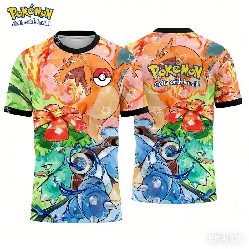 Pokemon Graphic Football T-Shirts Quick Dry Breathable Polyester Football Jersey