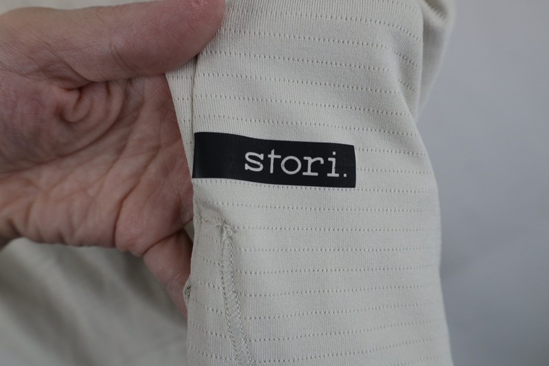 Stori Mens Small Striped Stretch Running Jogging Yoga Training T-Shirt Beige gallery