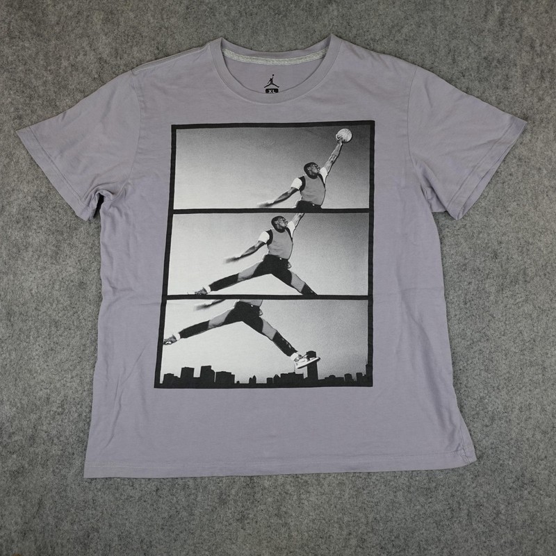 Jordan Shirt Mens XL Gray Air Jumpman Photo Panel Graphic Tee Basketball Nike