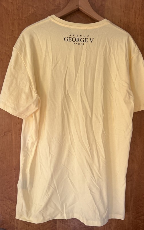 Avenue George V Paris T-Shirt Lion Men's Yellow Tee Rhinestone 3XL Stretch gallery