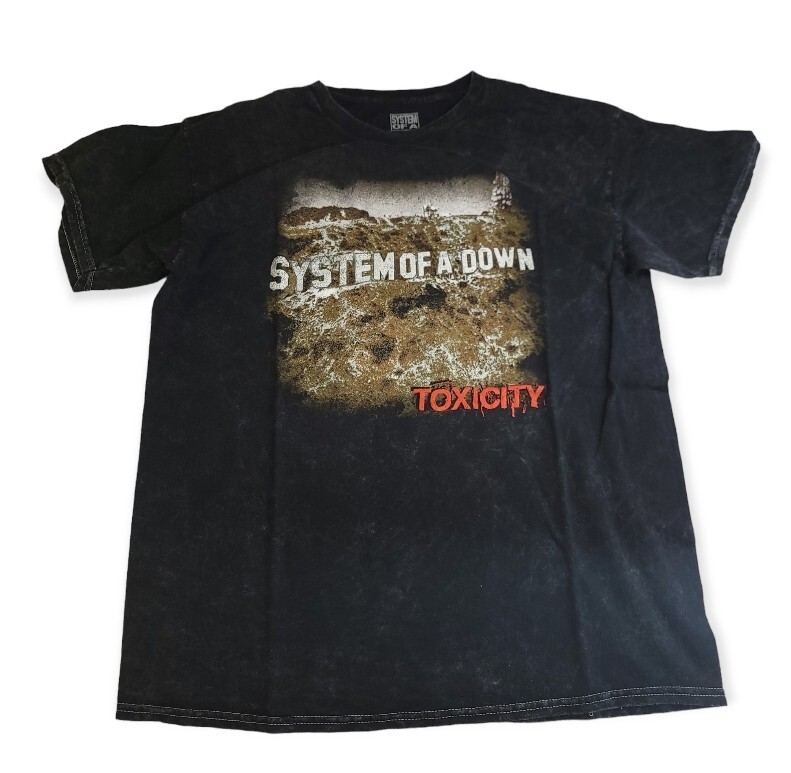 System Of A Down Toxicity Rock Band Black Bleach Tie Dye Acid Wash Size S
