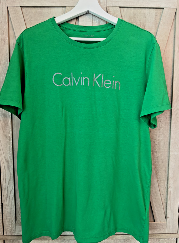 Calvin Klein Mens Short Sleeve Cotton T-Shirt – Green – USED – Large