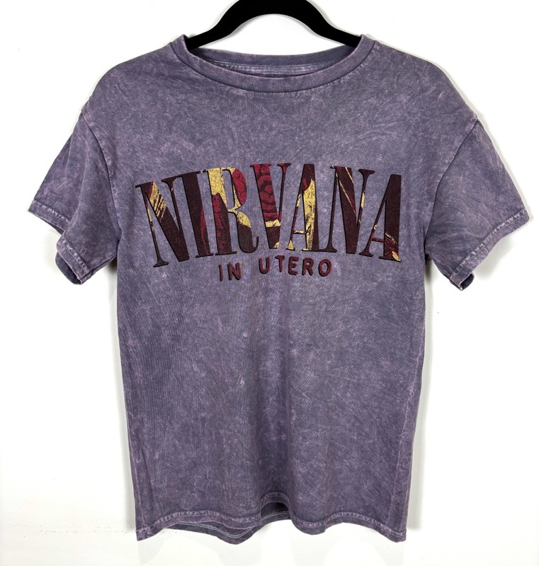 Nirvana Band Tee Purple In Utero Angel Grunge 90s Band T-Shirt Small