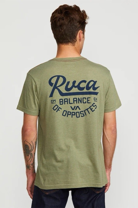 RVCA Men’s Script Sealed T-Shirt Short Sleeves Slim Fit In Ranger Green Size L