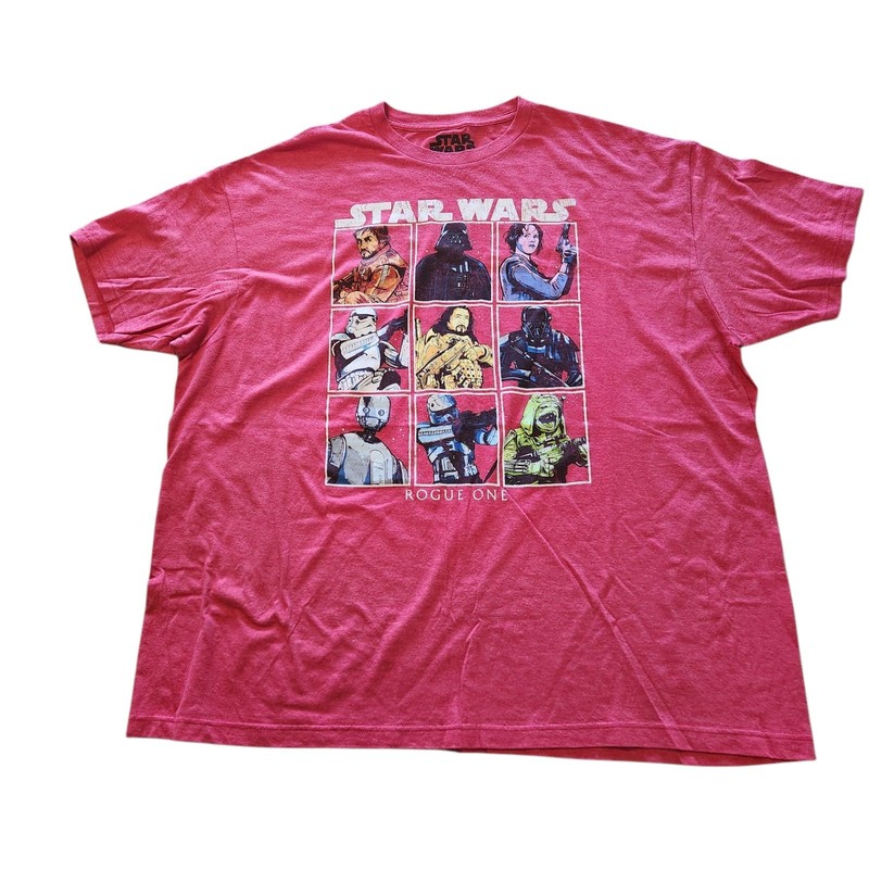 Star Wars Rogue One T-Shirt Graphic Tee Red / Pink Mens Size XXL 2XL