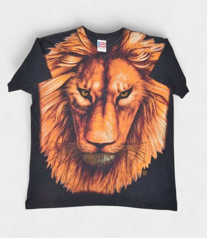 Vintage Lion T Shirt Mens Large Trinity All Over Print Graphic Single Stitch