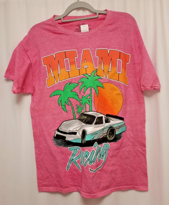 Nordstrom Hot Pink Miami Racing NwT Palm Trees T Shirt unisex
