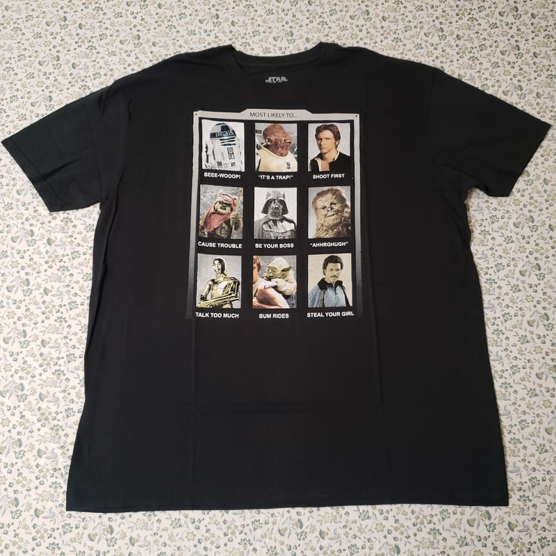 Fifth Sun Star Wars S/S T Shirt Adult 2XL Black R2D2 Han Yoda Darth C3Po Mens