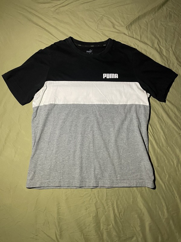 Puma shirt white gray and black mens large