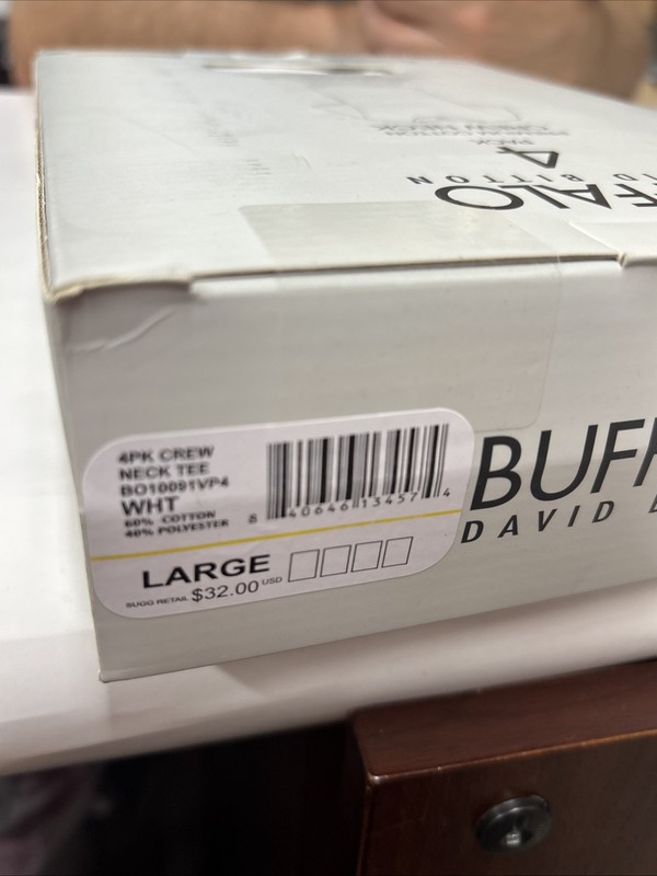 4 Pack Buffalo David Bitton Men's Crew Neck Tee T-Shirt White Size Large gallery