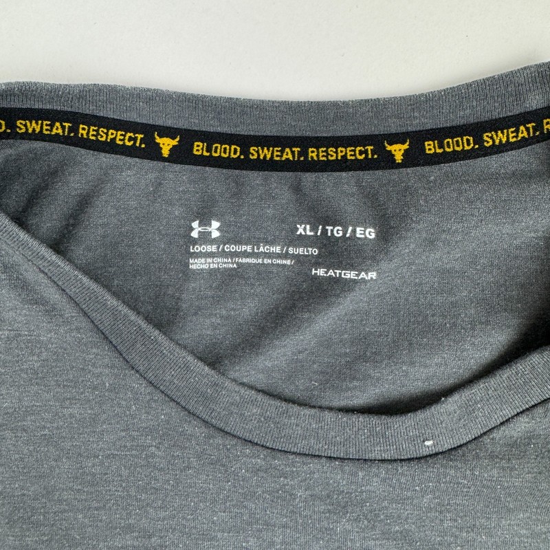 Under Armour Project Rock Mens XL T Shirt Gray Iron Paradise Bull Long Sleeve gallery