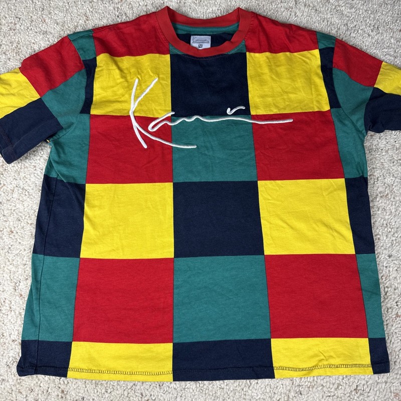 Karl Kani Men’s Color Block Embroidered Logo Crew Neck Short Sleeve T-Shirt M