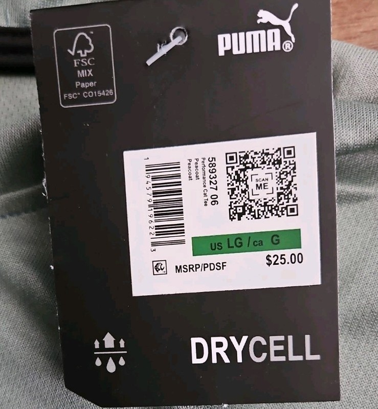 PUMA Logo Men's Dry Cell Short-Sleeve T-Shirt Green Size Large NEW gallery