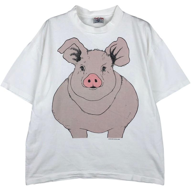 Vintage 90’S SOF TEE Pig Pattern Animal T-Shirt Made in USA Men’s XL equivalent