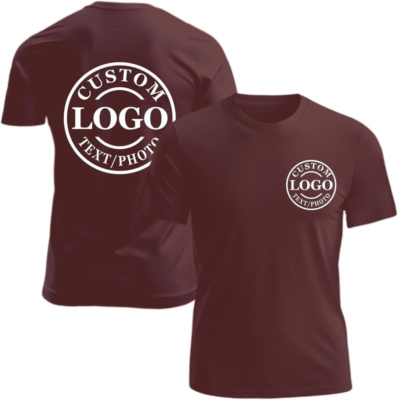 Custom Business Logo T-Shirt Front Back Upload Photo Text Logo 100% Cotton gallery