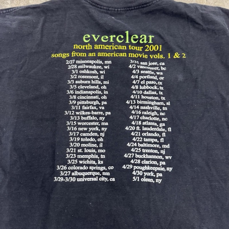 Delta Everclear North American Tour 2001 Double-Sided Black Tee XL gallery